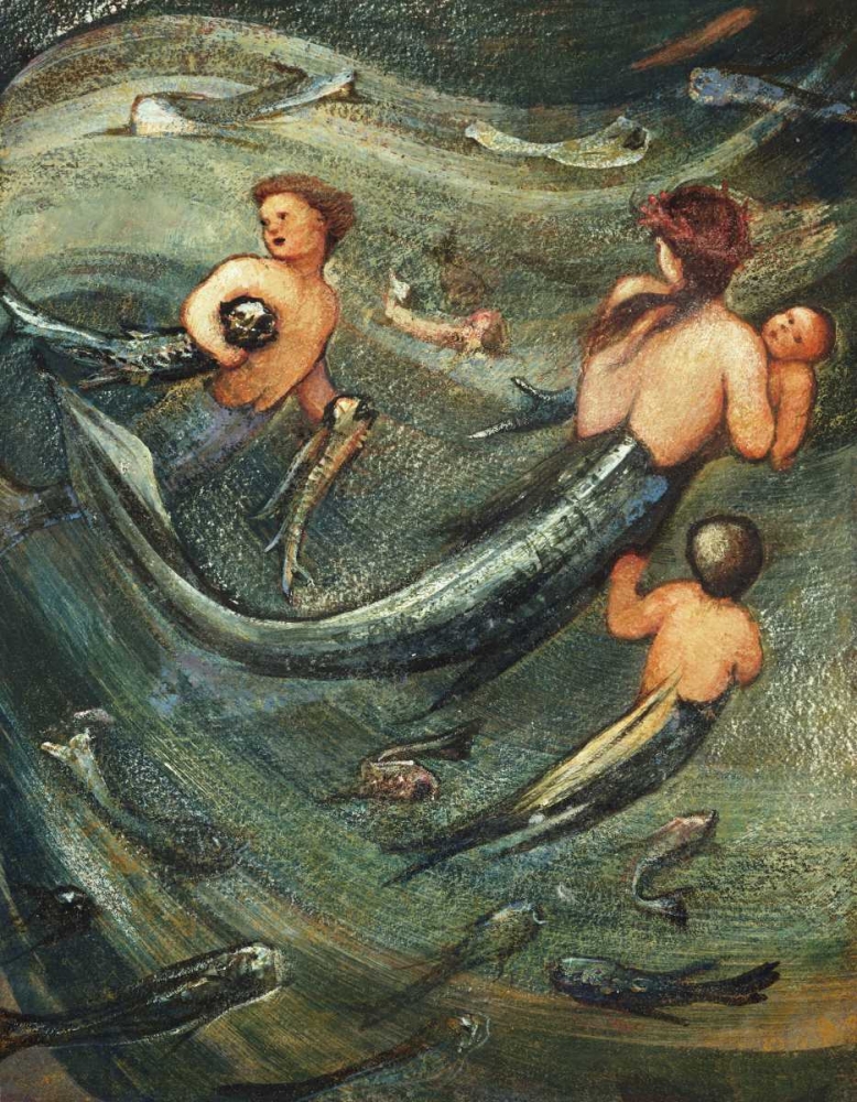 Wall Art Painting id:88786, Name: Mermaids In The Deep, Artist: Burne-Jones, Sir Edward