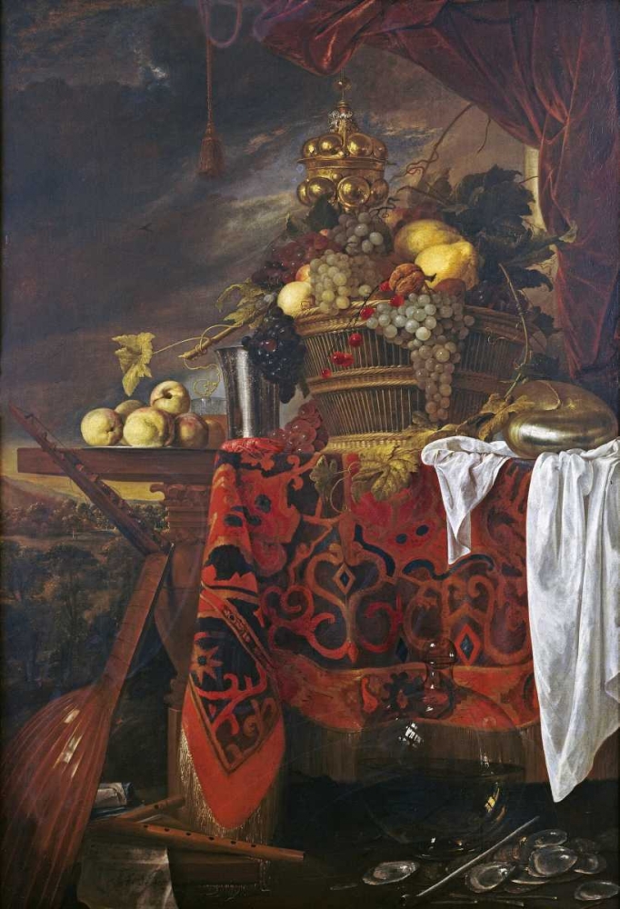 Wall Art Painting id:88851, Name: A Basket of Mixed Fruit With Gilt Cup, Artist: De Heem, Jan Davidsz