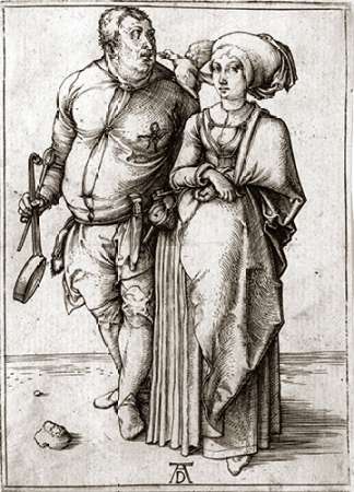 Wall Art Painting id:184812, Name: A Cook and His Wife, Artist: Durer, Albrecht