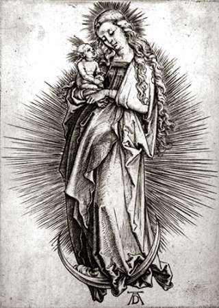 Wall Art Painting id:184813, Name: The Virgin and Child On a Crescent, Artist: Durer, Albrecht