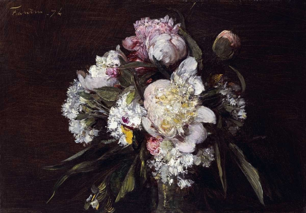 Wall Art Painting id:88883, Name: Peonies, White Carnations and Roses, Artist: Fantin-Latour, Henri