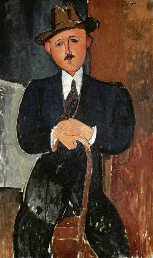 Wall Art Painting id:89012, Name: Seated Man - Leaning On a Cane, Artist: Modigliani, Amedeo