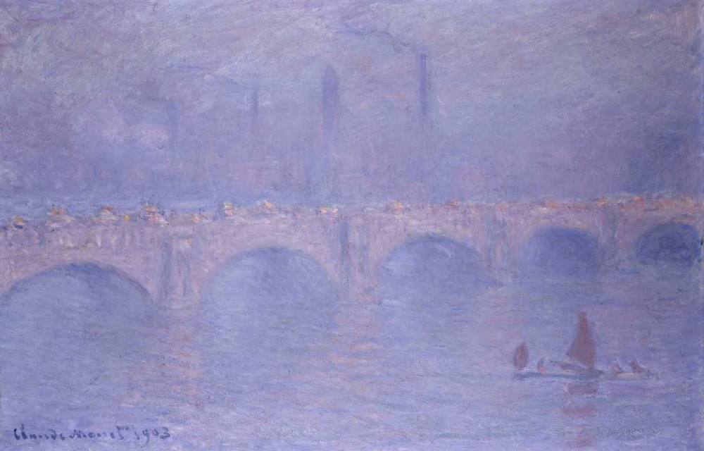 Wall Art Painting id:89020, Name: Waterloo Bridge, Misty Sunshine, Artist: Monet, Claude