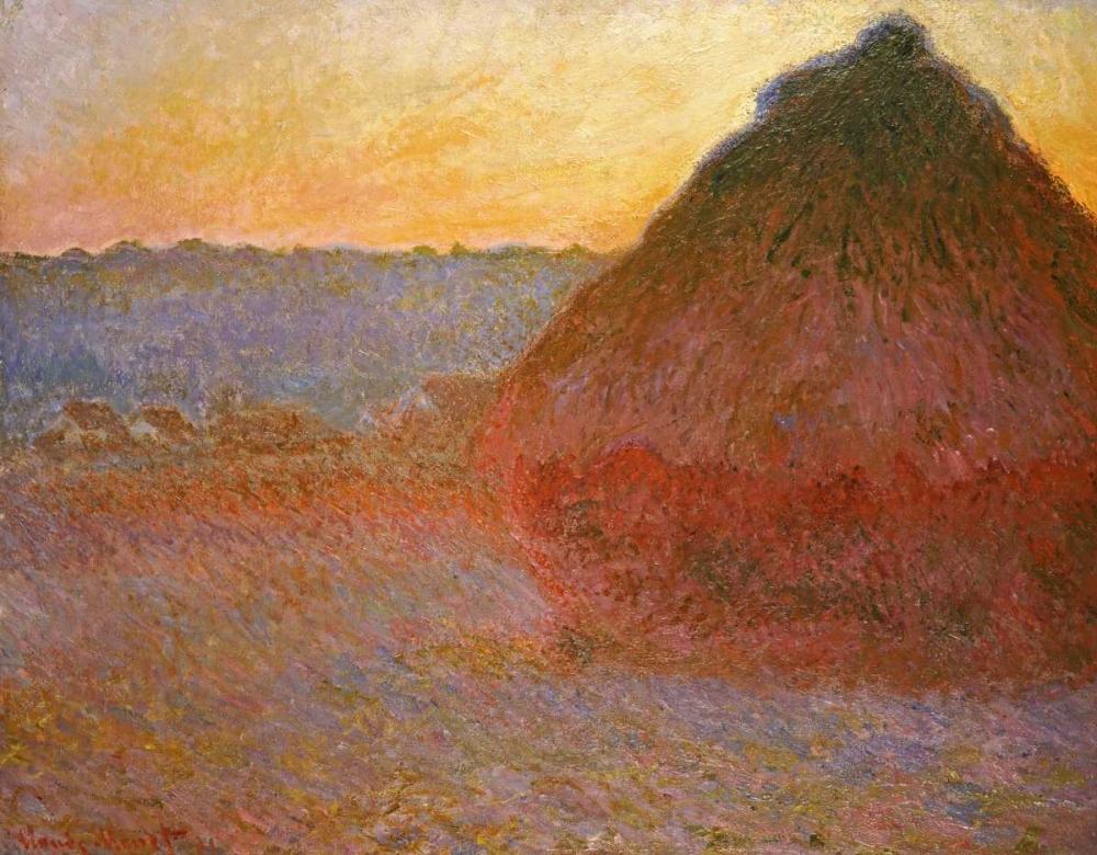 Wall Art Painting id:89066, Name: Haystacks, Pink and Blue Impressions, Artist: Monet, Claude