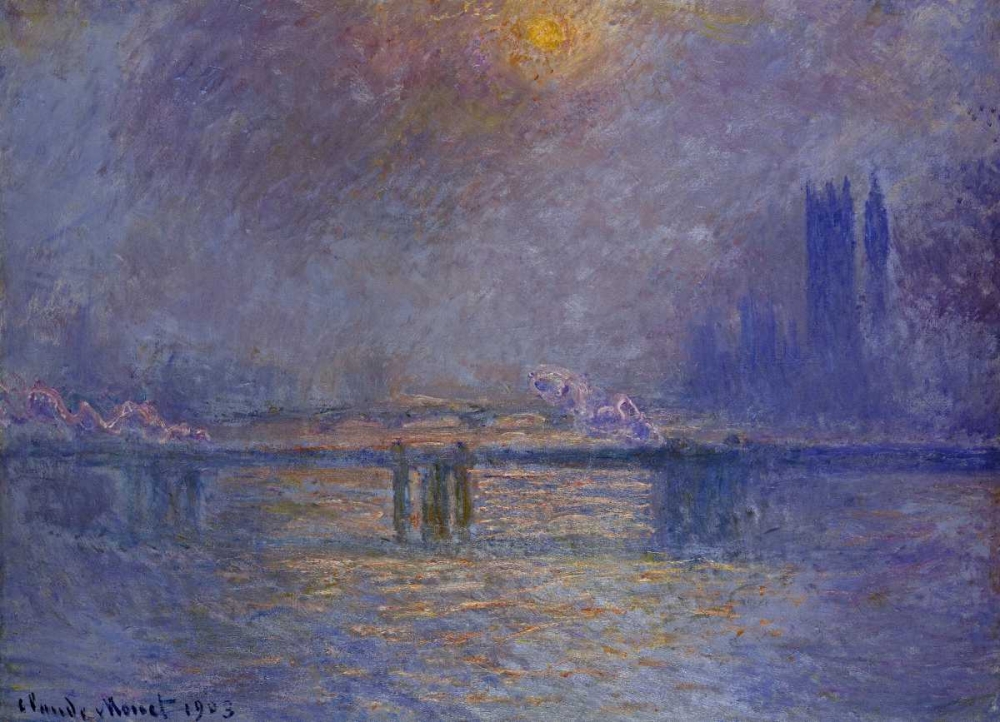 Wall Art Painting id:89074, Name: Charing Cross Bridge, The Thames, Artist: Monet, Claude