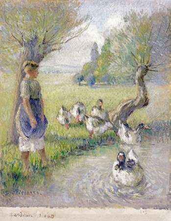 Wall Art Painting id:184957, Name: The Goose Girl, Artist: Pissarro, Camille