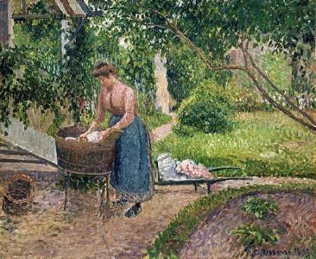 Wall Art Painting id:184962, Name: Washerwoman at Eragny, Artist: Pissarro, Camille