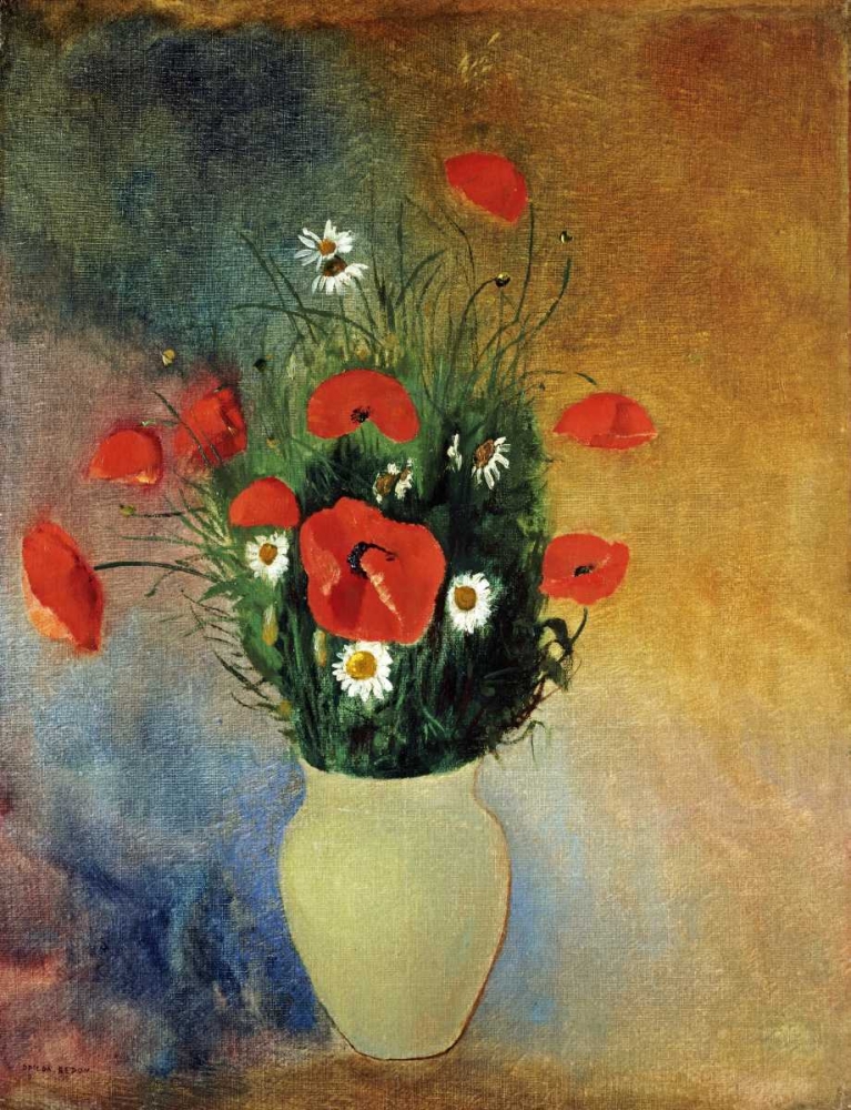 Wall Art Painting id:89134, Name: Poppies and Daisies, Artist: Redon, Odilion