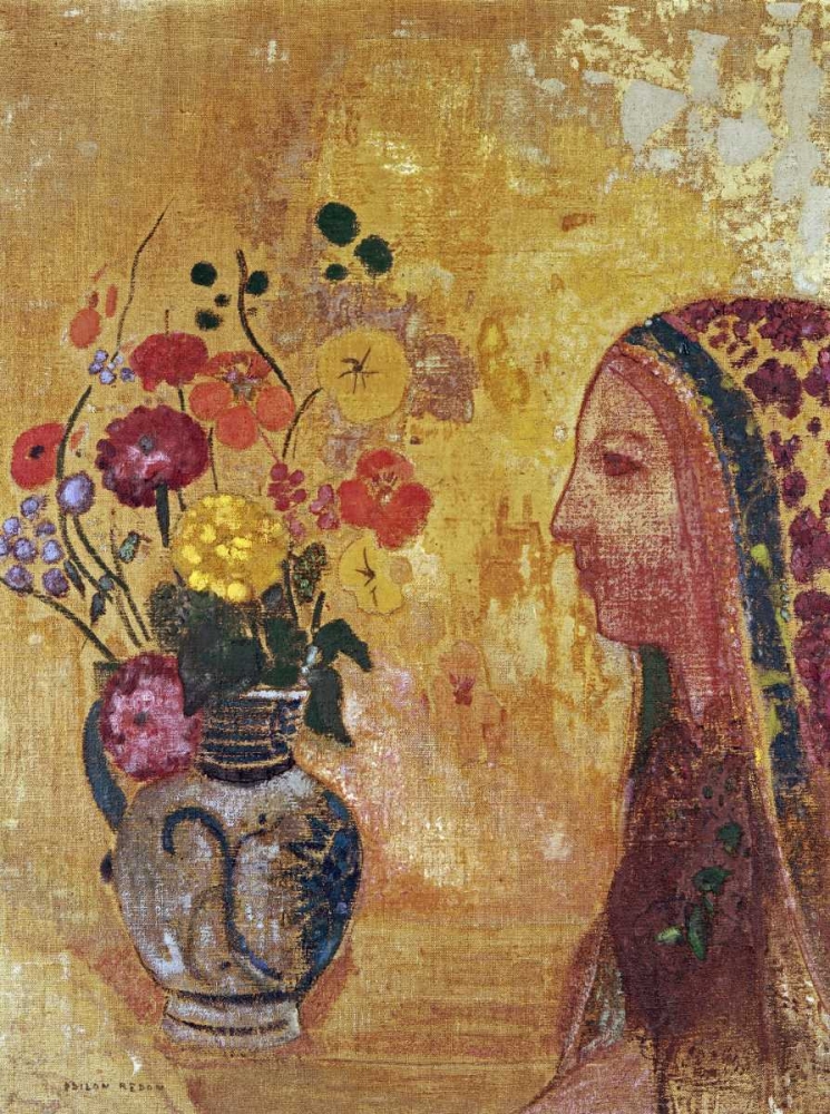 Wall Art Painting id:89136, Name: Profile of a Woman, Artist: Redon, Odilion