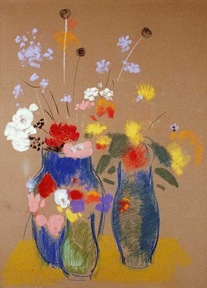 Wall Art Painting id:89139, Name: Three Vases of Flowers, Artist: Redon, Odilion