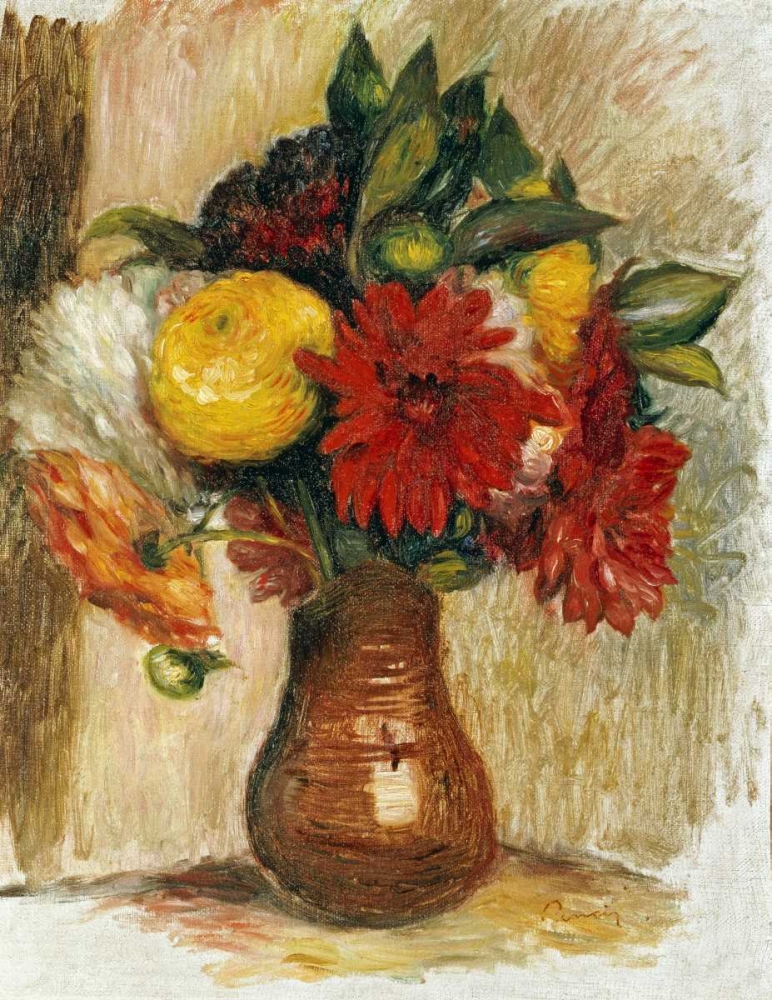 Wall Art Painting id:89150, Name: Bouquet De Fleurs Au Pichet De Terre, Artist: Renoir, Pierre-Auguste