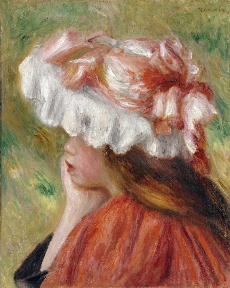 Wall Art Painting id:89153, Name: Head of a Young Girl In a Red Hat, Artist: Renoir, Pierre-Auguste