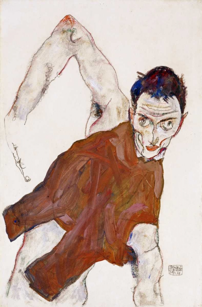 Wall Art Painting id:89196, Name: Self Portrait In a Jerkin, Artist: Schiele, Egon