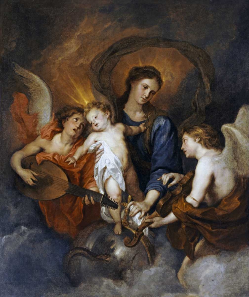 Wall Art Painting id:89284, Name: The Madonna and Child With Two Musical Angels, Artist: Van Dyck, Sir Anthony
