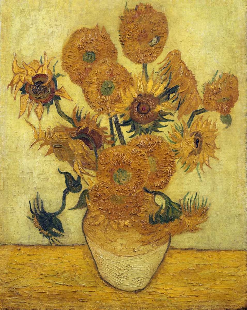 Wall Art Painting id:89299, Name: Vase with Fifteen Sunflowers, 1889, Artist: Van Gogh, Vincent