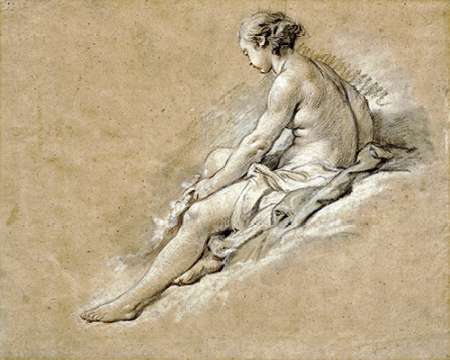 Wall Art Painting id:185080, Name: A Nude Girl Seated, Artist: Boucher, Francois