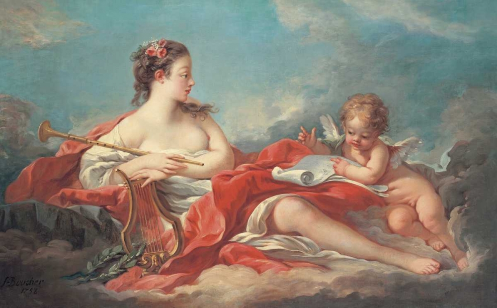 Wall Art Painting id:89397, Name: Erato, The Muse of Love Poetry, Artist: Boucher, Francois