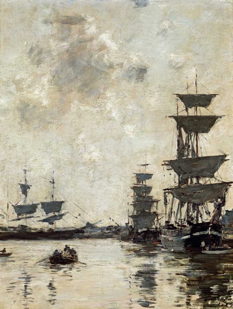 Wall Art Painting id:89404, Name: Deauville: Schooners at Anchor, Artist: Boudin, Eugene