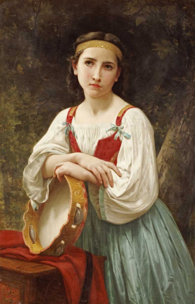 Wall Art Painting id:89405, Name: Basque Gipsy Girl With Tambourine, Artist: Bouguereau, William-Adolphe