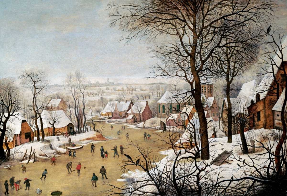 Wall Art Painting id:89421, Name: A Winter Landscape With Skaters and a Bird Trap, Artist: Bruegel, Pieter the Elder