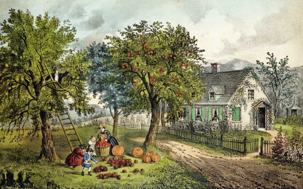 Wall Art Painting id:89478, Name: American Homestead; Autumn, Artist: Currier and Ives