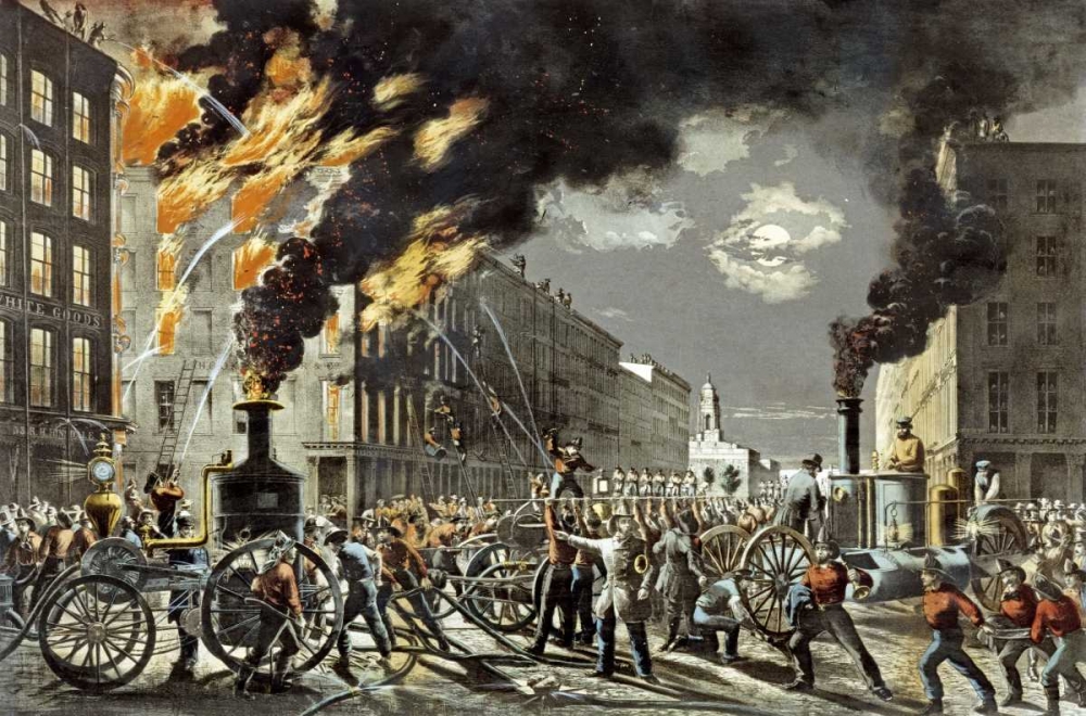 Wall Art Painting id:89482, Name: The Life of a Fireman, Artist: Currier and Ives