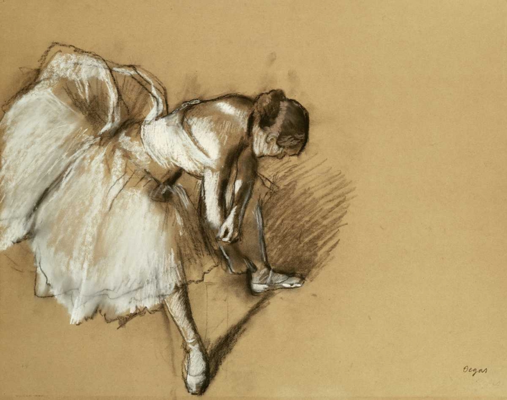 Wall Art Painting id:89507, Name: Dancer Adjusting Her Shoe, Artist: Degas, Edgar