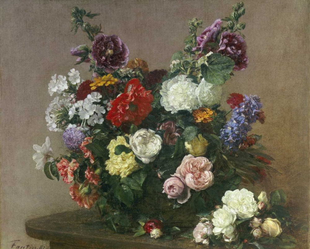 Wall Art Painting id:89561, Name: A Bouquet of Mixed Flowers, Artist: Fantin-Latour, Henri