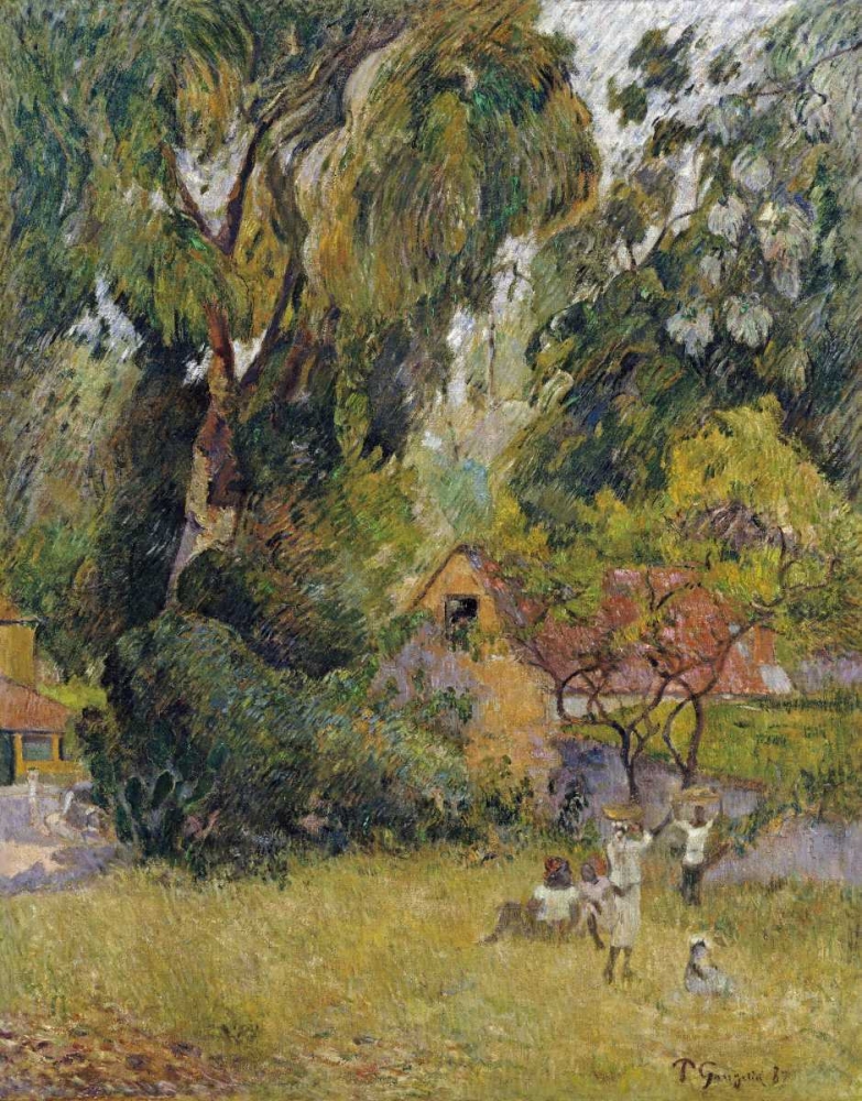 Wall Art Painting id:89585, Name: Huts Under The Trees, Artist: Gauguin, Paul