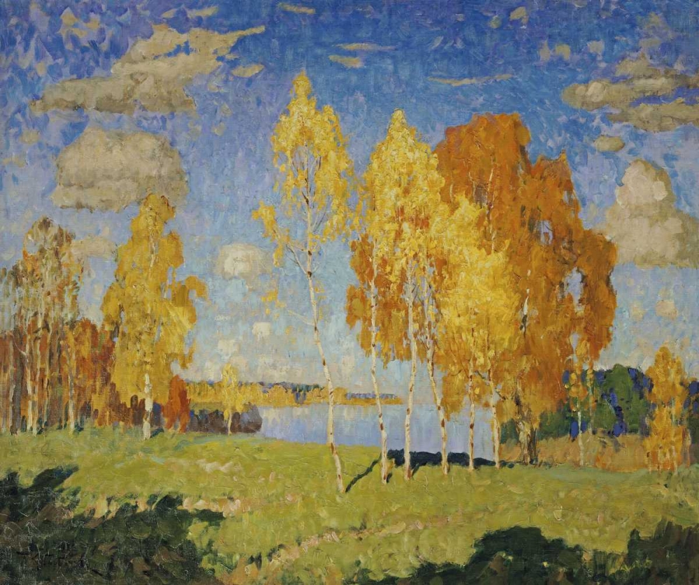 Wall Art Painting id:89604, Name: Landscape With Birch Trees, Artist: Gorbatov, Konstantin Ivanovich