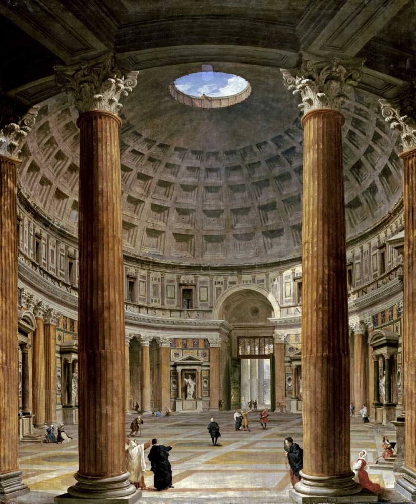 Wall Art Painting id:89869, Name: The Interior of The Pantheon, Rome, Artist: Panini, Giovanni Paolo
