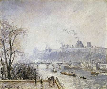 Wall Art Painting id:185389, Name: The Louvre and The Seine From The Pont Neuf - Morning Mist, Artist: Pissarro, Camille