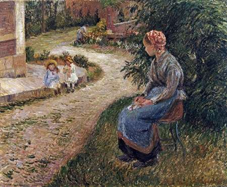 Wall Art Painting id:185390, Name: The Maid Sitting In The Garden at Eragny, Artist: Pissarro, Camille