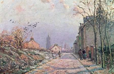 Wall Art Painting id:185394, Name: The Road, Effect of Winter, Artist: Pissarro, Camille