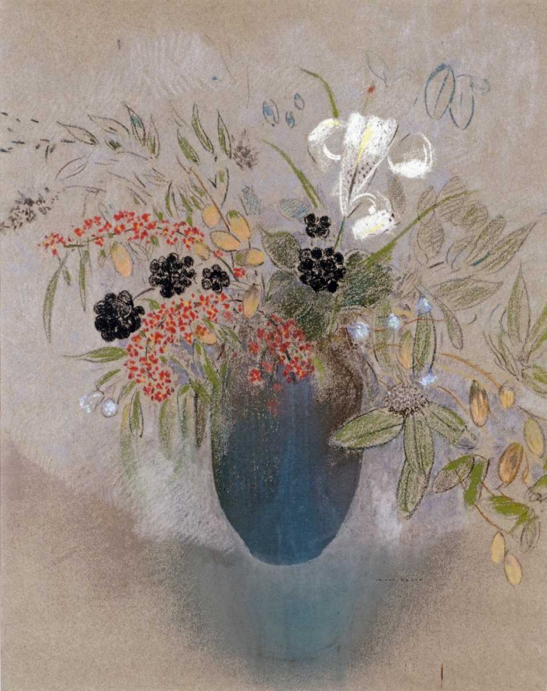 Wall Art Painting id:89913, Name: Flowers In a Vase. Fleurs Dans Un Vase, Artist: Redon, Odilion