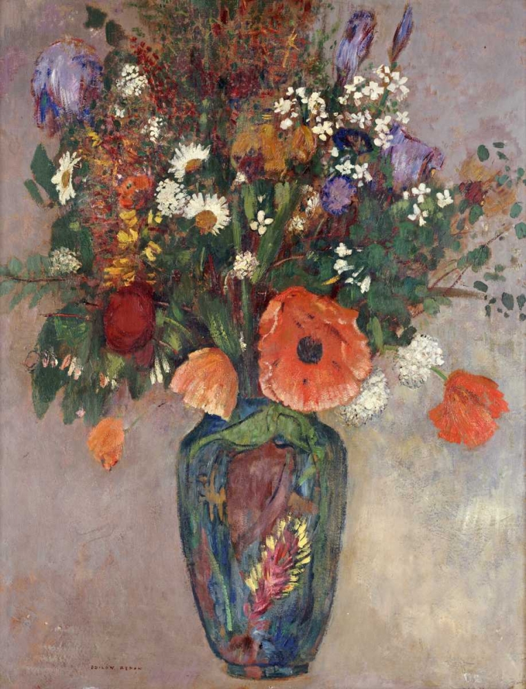 Wall Art Painting id:89914, Name: Bouquet of Flowers In a Vase, Artist: Redon, Odilion
