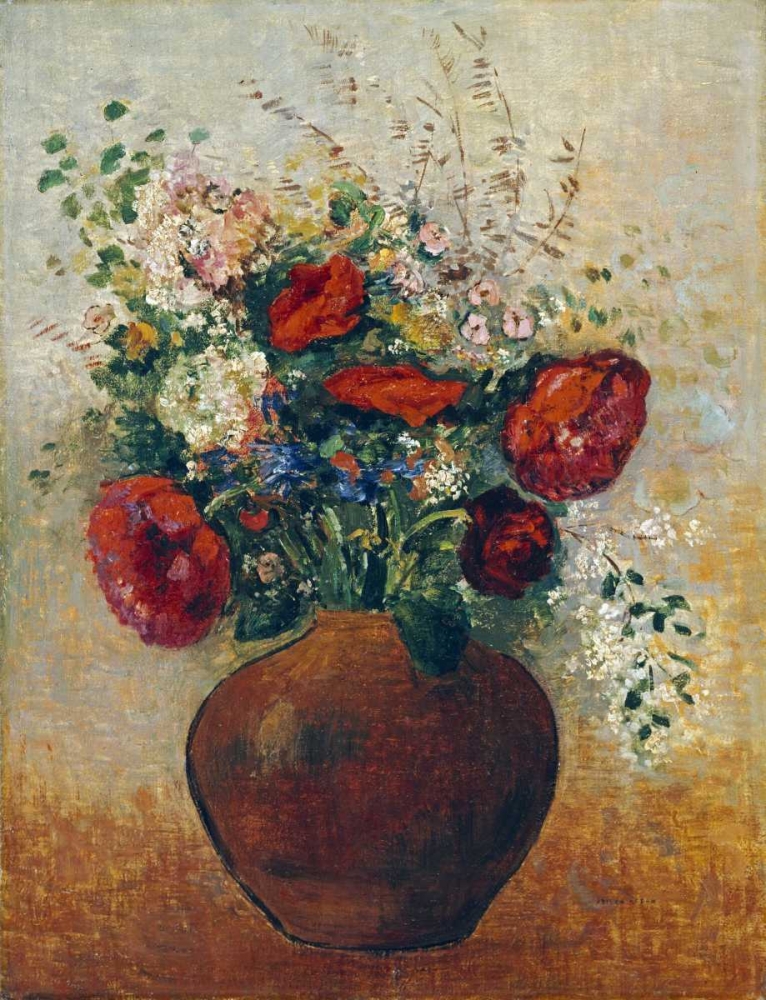 Wall Art Painting id:89917, Name: Vase of Flowers, Artist: Redon, Odilion