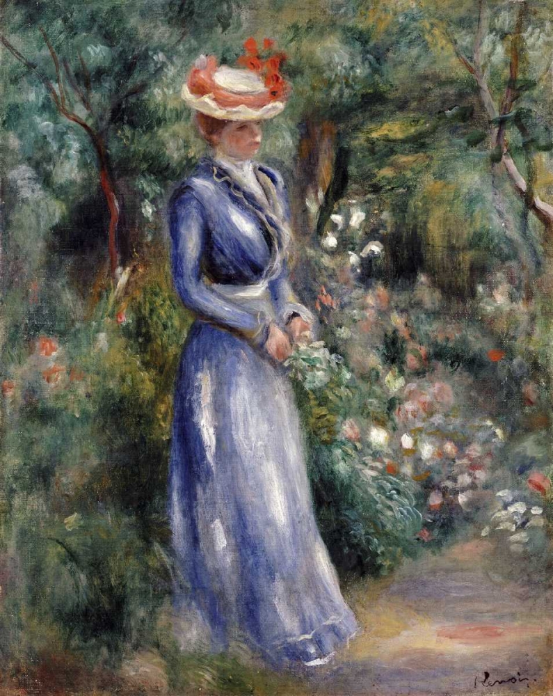 Wall Art Painting id:89931, Name: Woman In a Blue Dress, Artist: Renoir, Pierre-Auguste