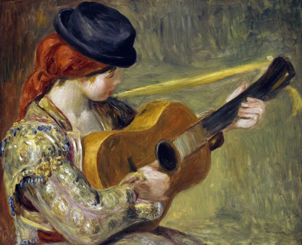 Wall Art Painting id:89945, Name: Girl with a Guitar, 1897, Artist: Renoir, Pierre-Auguste