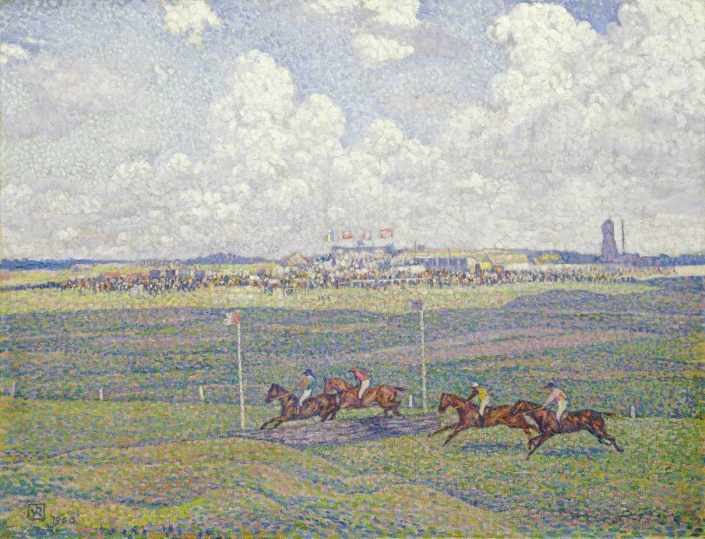 Wall Art Painting id:90101, Name: The Racecourse at Boulogne-Sur-Mer, Artist: Van Rysselberghe, Theo