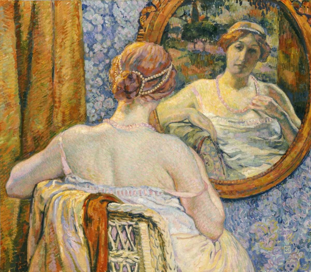 Wall Art Painting id:90104, Name: Woman In a Mirror, Artist: Van Rysselberghe, Theo