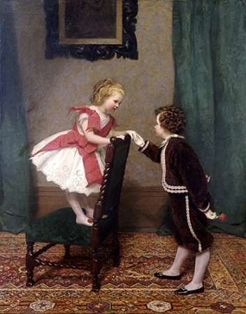 Wall Art Painting id:185662, Name: Miss Lilys First Flirtation, Artist: Hayllar, James