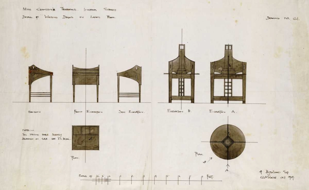 Wall Art Painting id:90477, Name: Designs For Writing Desks, Artist: Mackintosh, Charles Rennie