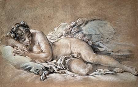 Wall Art Painting id:185892, Name: A Young Girl Sleeping, Artist: Boucher, Francois