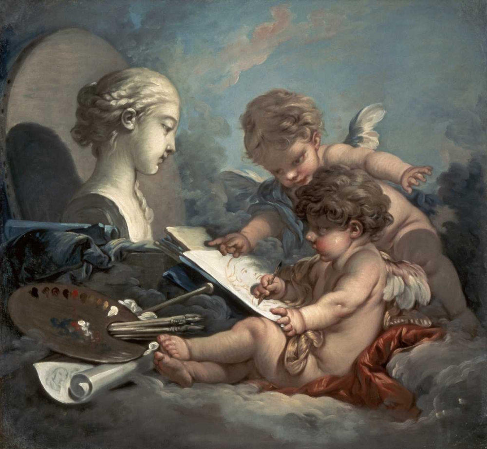 Wall Art Painting id:90768, Name: Amore, Allegory of Painting, Artist: Boucher, Francois