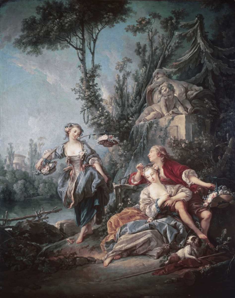 Wall Art Painting id:90769, Name: Flower Gatherers, Artist: Boucher, Francois