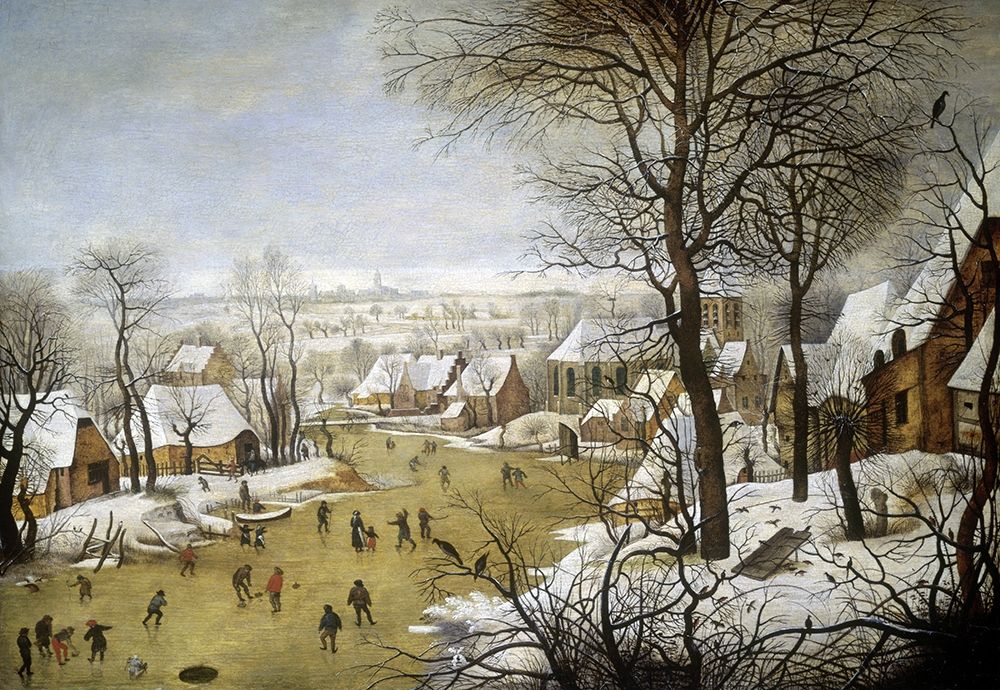 Wall Art Painting id:265961, Name: A Winter Landscape with Skaters and a Bird Trap, Artist: Bruegel the Elder, Pieter