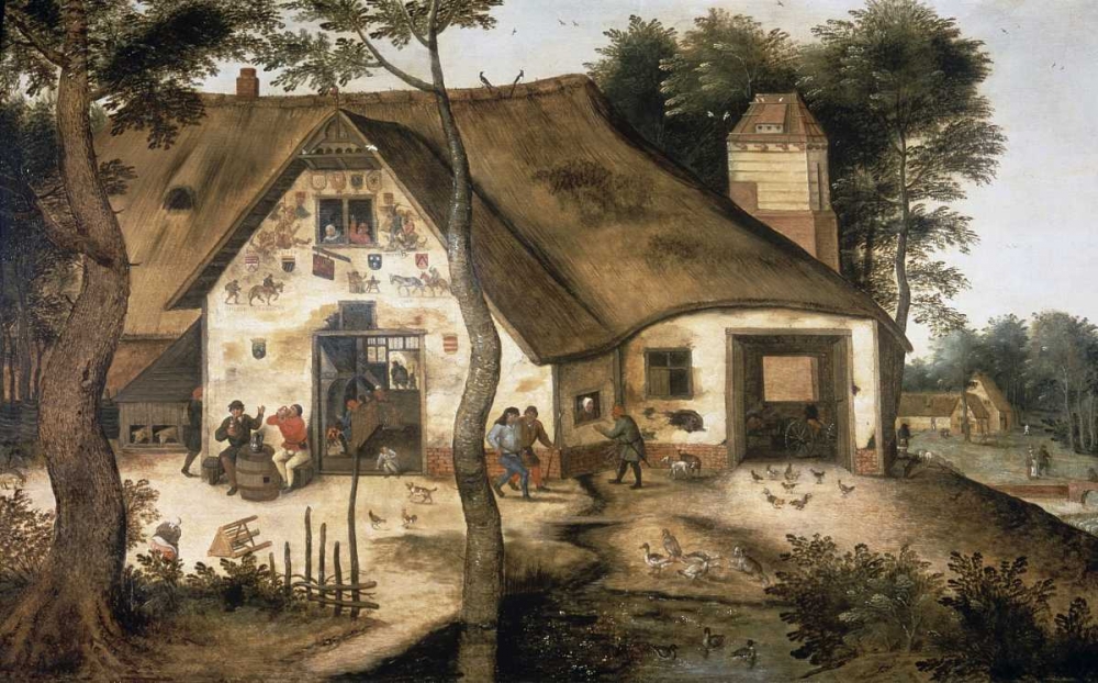 Wall Art Painting id:90788, Name: Auberge Saint-Michel, Artist: Bruegel, Pieter the Younger