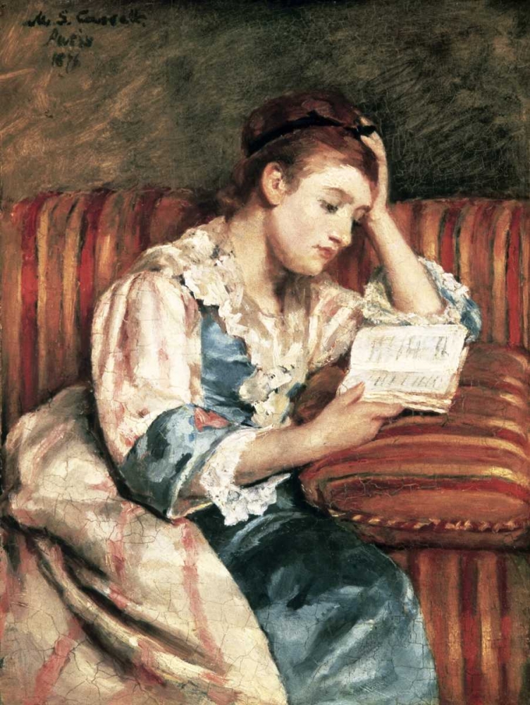 Wall Art Painting id:90821, Name: Young Woman Reading, Artist: Cassatt, Mary