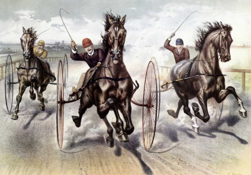 Wall Art Painting id:90863, Name: A Race For Blood, Artist: Currier and Ives